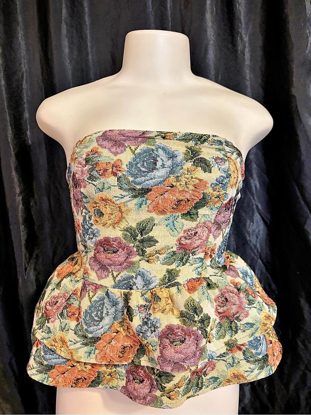 SHEIN Floral Strapless peplum Top Multicolor Size XL (44)